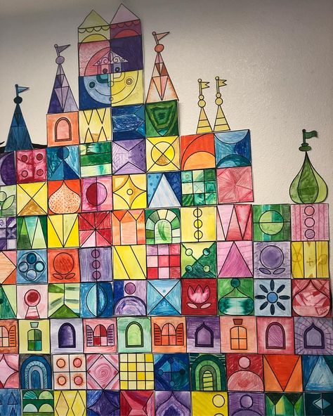 Krista Hilmen | Our school wide collaborative Mary Blair castle! Students worked in pairs (we partner up our middle school kiddos with the K-2 and 3,4,5... | Instagram Mary Blair Castle, Castle Art Projects, Teaching Art Elementary, Blair Castle, Art Elementary, Mary Blair, Group Project, Castle Art, Large Numbers