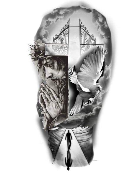 Half Sleeve Tattoo Upper Arm, Dripping Paint Art, Full Hand Tattoo, Dove Tattoo Design, Egyptian Tattoo Sleeve, Heaven Tattoos, Christ Tattoo, Realistic Tattoo Sleeve, Lion Head Tattoos