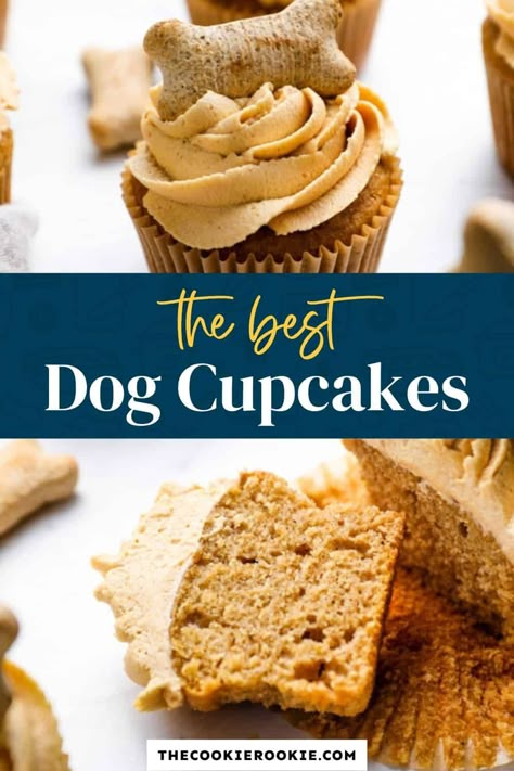 Pup Cupcakes Homemade Dog, Dog Birthday Cupcakes Easy, Homemade Dog Cupcakes Easy, Dog Treats Homemade Cupcakes, Dog Birthday Pupcake Recipe, Dog Friendly Cupcakes Birthdays, Diy Dog Cupcakes Easy, Doggie Birthday Cupcakes, Birthday Cupcake For Dogs