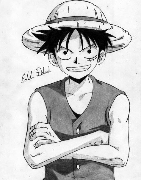 One Piece - Monkey D. Luffy by stcc7sixty on DeviantArt Cartoon Drawings Sketches, Anime Drawing Sketches, Naruto Sketch Drawing, Cartoon Drawing Tutorial, Naruto Sketch, Best Anime Drawings, One Piece Drawing, Manga Anime One Piece, One Piece Luffy