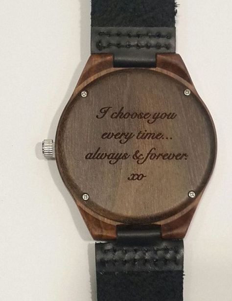 Watch Engraving Ideas, Wooden Watch Engraved, Engraving Ideas, Boyfriend Watch, Wooden Watches For Men, Personalized Watches, Watch Engraving, Wood Personalized, Vintage Watches For Men