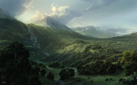 ArtStation - Forest Valley, Philipp A. Urlich Forest Valley, The Beginning Of Everything, Fantasy Forest, Fantasy Places, Night Painting, Forest Landscape, Environment Concept Art, Medieval Fantasy, Fantasy Landscape