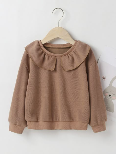 Camel Cute  Long Sleeve Cotton Plain Pullovers  Slight Stretch Spring/Fall Toddler Girls Clothing Kids Fall Clothes, Fashion Sewing Projects, Crochet Sweater Design, Kids Fall Outfits, Drop Shoulder Sweatshirt, Sportswear Design, Winter Baby Clothes, Baby Dress Design, Girl Trends