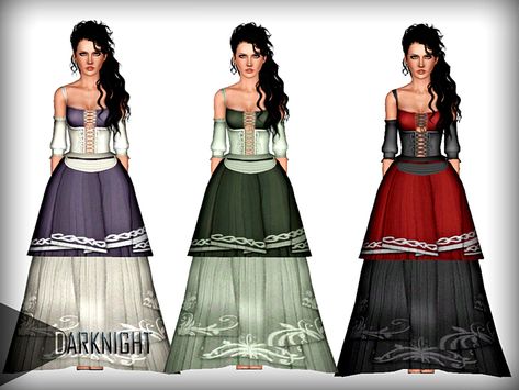 A new Costume for your ''Gypsy'' Sims. Found in TSR Category 'Sims 3 Female Clothing' Sims 3 Medieval, Sims 3 Clothing, Sims 3 Cc Clothes, Sims Medieval, Sims 3 Mods, Medieval Gown, Free Sims, Travel Dress, Custom Content