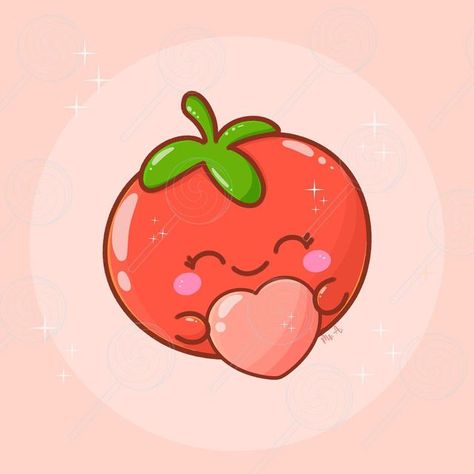 🌟𝙀𝙡𝙞𝙨𝙖 | 𝙆𝙖𝙬𝙖𝙞𝙞 𝙄𝙡𝙡𝙪𝙨𝙩𝙧𝙖𝙩𝙞𝙤𝙣𝙨🌟 on Instagram: "💞I love you from my head tomatoes!💞 With this cute tomato and this lovely pun I’m officially ending our beloved drawing challenge #14waysiloveyou. I’d like to thank you all for participating, it’s so amazing to see how each of you interpreted our prompt and how we celebrated all together this amazing feelings called love. Also a big thanks to my cohost @chapiiinou @ginnys_doodles and @punnybunnystudio for joining me in thi Tomato Drawing, Cute Tomato, Aesthetic Highlight Covers Instagram Pink, Kawaii Illustration, Big Thanks, Kawaii Aesthetic, Highlight Covers, Kawaii Art, Drawing Challenge