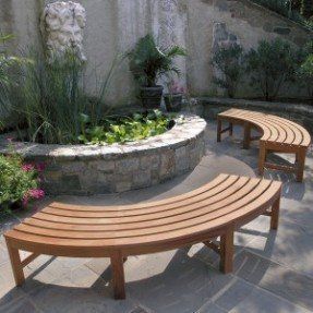 Curved Benches Outdoor - Ideas on Foter Curved Outdoor Benches, Garden Bench Plans, Garden Bench Seating, Teak Garden Bench, Landscaping Around House, Wooden Benches, Prayer Garden, Wooden Garden Benches, Curved Bench