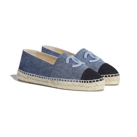 Espadrilles Chanel, Espadrilles Outfit, Chanel Espadrilles, Chanel Women, Chanel Flats, Blue High Heels, Blue Espadrilles, Shoes Chanel, Espadrilles Shoes