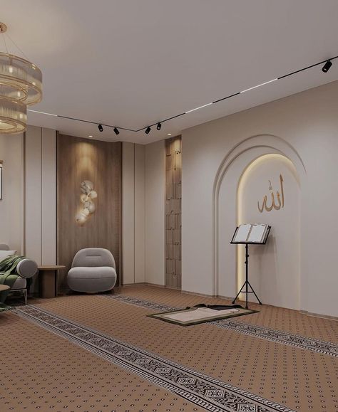 Musolah Design, Pray Room Interior Design, Masjid Interior Design Modern, Surau Design, Musholla Design, Prayer Room Design Muslim, Islamic Prayer Room, Masjid Interior, Interior Masjid