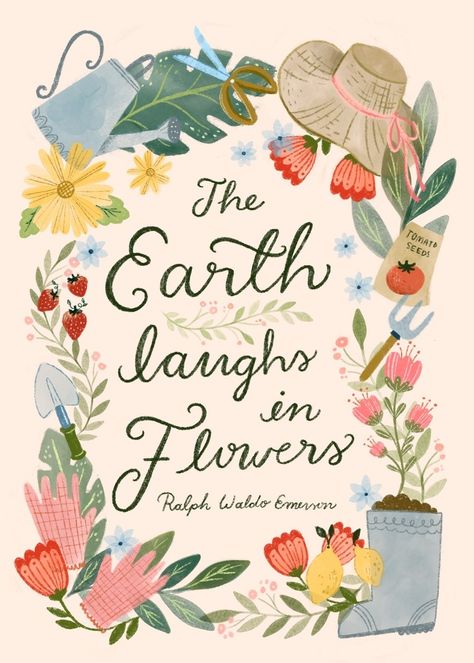 Gardening Clipart, The Earth Laughs In Flowers, Earth Laughs In Flowers, Unitarian Universalist, Card Stock Paper, Journaling Inspiration, Advocate Art, Bee Art, Ralph Waldo Emerson