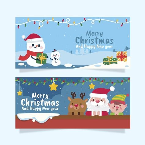 Flat design christmas banners template P... | Premium Vector #Freepik #vector #christmas #winter #design #template Christmas Banner Design, Hand Drawn Christmas Cards, Christmas Booth, Banners Template, How To Draw Santa, Christmas Tree Collection, Merry Christmas Background, Stamp Ideas, Christmas Alphabet