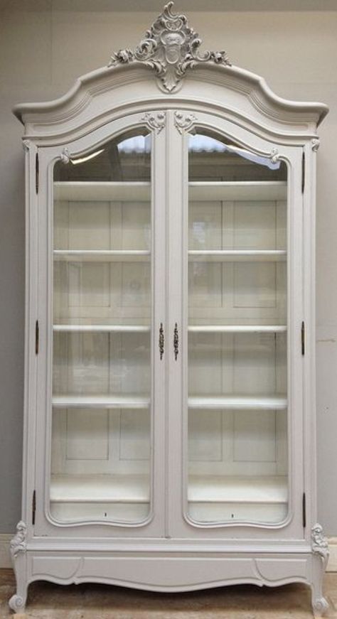 French antique glass-front armoire French Book Shelf, French Armoire, Antique China, French Furniture, French Decor, French Country Decorating, Redo Furniture, French Antique, Beautiful Furniture