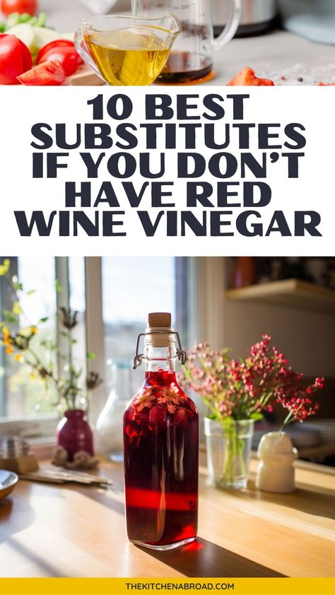 Elevate your culinary creations with the rich tang of red wine vinegar. Check out our favorite red wine vinegar recipes and find the perfect substitute for your next dish. Red Wine Vinegar Substitute, Red Wine Vinegar Recipes, Cooking With Red Wine, Vinegar Recipes, Tarragon Vinegar, Sherry Wine, Best Red Wine, Healthy Meals For One, Citrus Juice