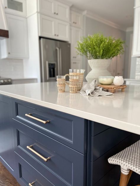 Blue Painted Cabinets Kitchen, Best Blue For Cabinets, Navy Blue Kitchen Cabinets Paint Colors, Blue Paint For Kitchen Cabinets, Blue Kitchen Island Paint Colors, Best Blue Cabinet Paint Colors, Blue Cabinet Colors, Blue Cabinet Paint Colors, Coastal Modern Kitchen