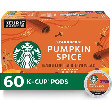 Starbucks K-Cup Coffee Pods, Pumpkin Spice Naturally Flavored Coffee for Keurig Brewers, 100% Arabica, Limited Edition, 6 Boxes (60 Pods Total) Keurig Coffee Recipes K Cups, Starbucks Salted Caramel Mocha, K Cup Flavors, Keurig Pods, Keurig Coffee Pods, Healthy Treats Recipes, Starbucks Pumpkin Spice Latte, Starbucks Pumpkin Spice, Flavored Coffee