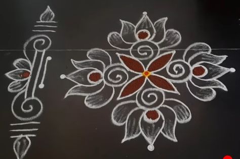 Small Free Hand Rangoli, Lotus Kolam, Simple Rangoli With Dots, Daily Muggulu, Pattern Design Drawing, Easy Rangoli Designs Videos, Very Easy Rangoli Designs, Rangoli Designs Photos, Rangoli Designs Simple Diwali