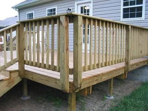 Above Ground Pool Small Deck, Deck Bed Ideas, Double Deck Bed Ideas, Double Deck Bed, Wood Deck Railing, Deck Building Plans, Deck Railing Ideas, Building Design Plan, Deck Railing Design