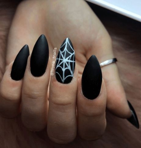 Nail Spider Web Design, Red Spider Web Nails, Purple Spider Web Nails, Black Nails With Spider Web, Spider Web Nails Acrylic, Spider Nail Designs, Spider Web Nail Art, Spiderweb Nails, Spider Nail Art