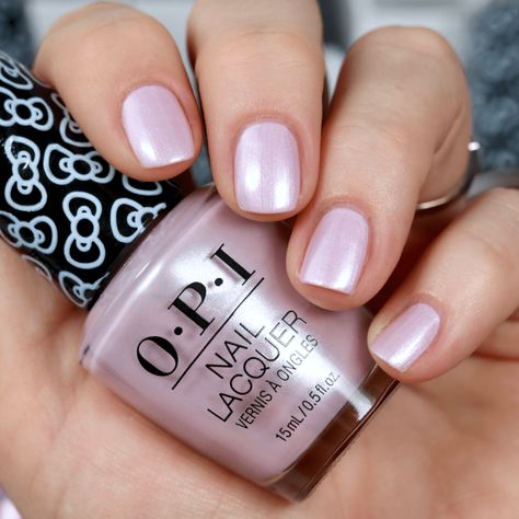 Hush Of Blush Opi Gel, Pink Pearl Nail Polish, Opi Sparkle Polish Gel, Hush Of Blush Opi, Pale Pink Pearl Nails, Pearly Pink Nails, Pearl Pink Nails, Opi Hello Kitty Collection, Pink Nail Polish Colors