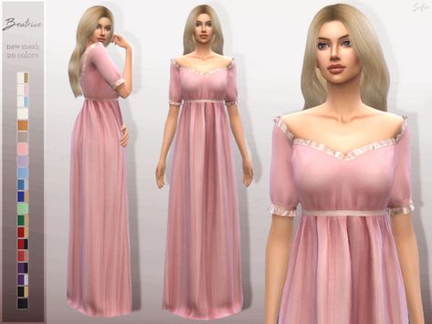 Sifix's Beatrice Sims 4 Nightgown, Sims Barbie, Ts4 Medieval, Sims 4 Decades Challenge, Cc Shopping, Sims Medieval, Sims 4 Dresses, Sims4 Clothes, Sims 4 Cc Packs