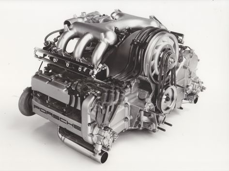 Porsche 959 engine, press photo, Germany, IAA 1985 Porsche Boxer, Engine Stands, Boxer Engine, Porsche 959, Normal Cars, Automotive Engineering, Boxer Mix, Motor Vehicle Engine Parts, The Boxer