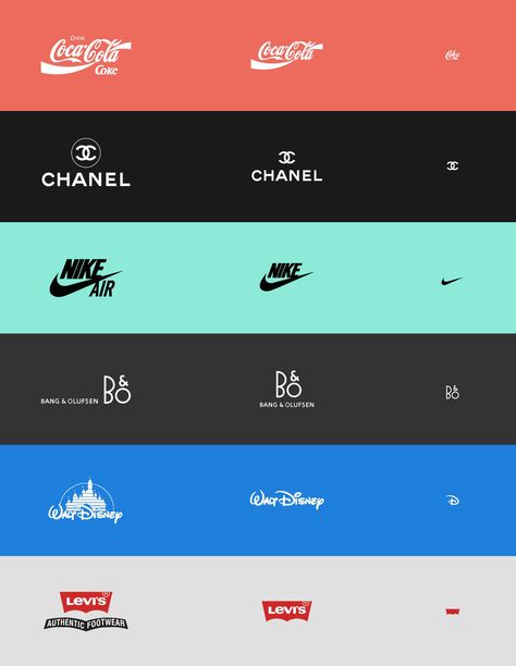 Responsive Logos is a showcase of responsive logo designs that don't just resize. Instead, the composition of the logo changes completely at different sizes, becoming more or less complex as needed. For example, the Coca-Cola logo goes from the full logo complete with slogan to just "Coke" written in script. Logo Alternatives, Logo Board, Logo Evolution, Brand Manual, Branding Process, Logo Idea, Wallpaper Animes, Beautiful Logos, Brand Guide