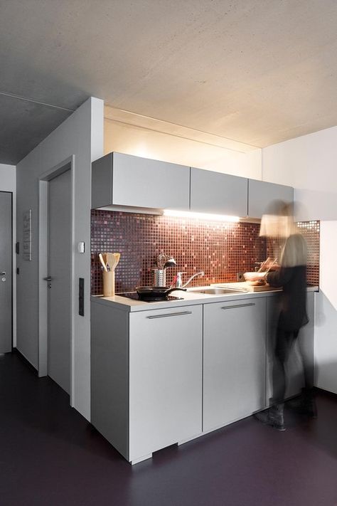 Student Residence in Kamp-Lintfort / bob-architecktur BDA | ArchDaily Student Kitchen, Student Accomodation, University Accommodation, Student Hostel, Student Residence, Student Hotels, Student Bedroom, Hostel Room, Corporate Interior Design