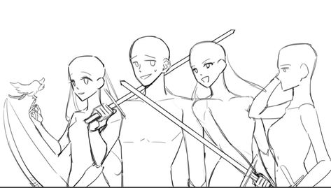 Oc Bases Group, 4 Friends Drawing Poses, 4 Character Group Pose Reference, Drawing Poses Group Of 4 Friends, Group Photo Reference Drawing 4 People, The Squad References, Drawing Poses Group Of 4 Anime, Drawing Body Poses Group, Art Poses 4 People