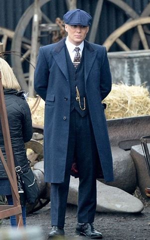 Peaky Blinders Thomas Shelby, Peaky Blinders Thomas, Womens Biker Jacket, Thomas Shelby, Blue Coat, Man Fashion, Cillian Murphy, Blue Coats, Three Piece Suit