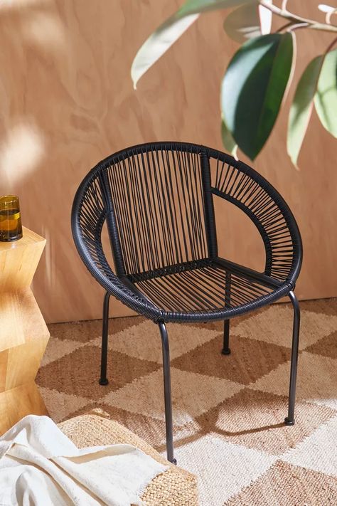 Woven Indoor/Outdoor Patio Chair | Urban Outfitters Mid Century Modern Patio, Woven Chairs, Indoor Outdoor Patio, Outdoor Folding Chairs, Outdoor Patio Chairs, Outdoor Stools, Patio Dining Chairs, Modern Patio, Apartment Furniture