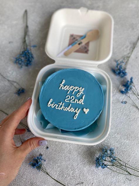 Bento Cake For 22nd Birthday, Happy 22nd Birthday Cake, Bento Cake 22 Birthday, Birthday Cake For Boyfriend, 22nd Birthday Cakes, Modern Birthday Cakes, Happy 22nd Birthday, Blue Birthday Cakes, Cake For Boyfriend