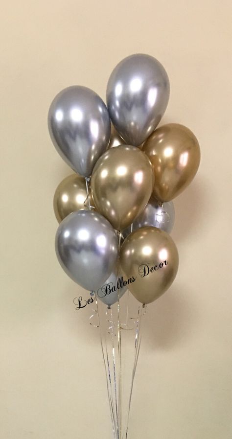 Gold And Silver Balloon Decor, Gold And Silver Balloon Arch, Golden Silver Balloon Decoration, Silver And Gold Party, Gold And Silver Balloons, Black Golden Silver Balloon Decoration, Gold Balloon Bouquet, Gold Glitter Balloons, Birthday Decors