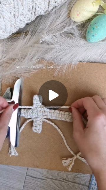 Macrame Decor By Katerina on Instagram: "Macrame cross tutorial available on my YouTube channel" Diy Macrame Cross, Macrame Cross Tutorial, Cross Macrame, Macrame Cross, Cross Keychain, Macrame Christmas, Spring Craft, Macrame Decor, Zadar