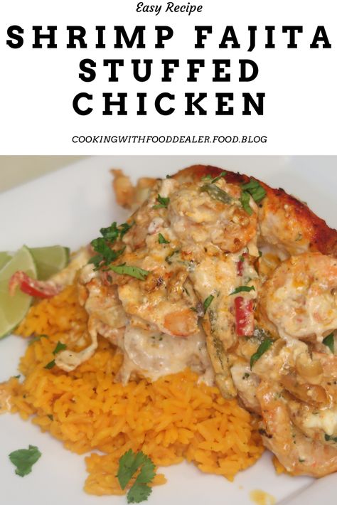 Fajita Stuffed Chicken Breast, Chicken Breast And Shrimp Recipes, Fajita Stuffed Chicken, Chicken Recipe Keto, Healthy Chicken Meals, Crockpot Fajitas, Recipe With Shrimp, Stuffed Chicken Recipe, Slow Cooker Chicken Fajitas