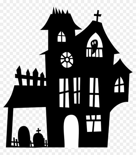 Easy Haunted House, Haunted House Clipart, Haunted House Drawing, Simple House Drawing, Haunted House Diy, House Silhouette, Silhouette Pictures, Bear Halloween, Silhouette Drawing