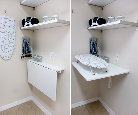 The NORBERG wall-mounted folding table gives extra workspace when you need it! Perfect to use in the laundry room for ironing and folding. Laundry Folding Table, Laundry Folding Tables, Ikea Home Tour, Ikea Laundry, Laundry Room Tables, Laundry Room Folding Table, Laundry Folding, Ikea Laundry Room, Wall Mounted Folding Table