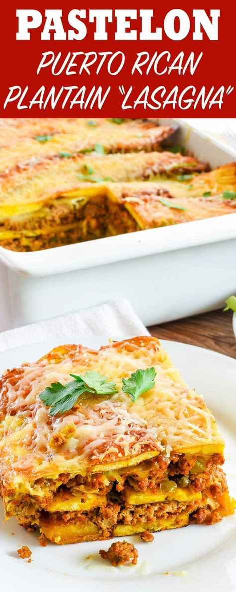 Pastelon Recipe, Plantain Lasagna, Puerto Rican Dishes, Plantain Recipes, Puerto Rico Food, Boricua Recipes, Puerto Rican Recipes, Hispanic Food, Cuban Recipes