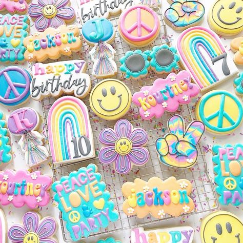 Fourever Groovy Cookies, 10 Is A Vibe Cake, 5 Is A Vibe Birthday Party Decor, Fourever Groovy Birthday Cake, 4 Ever Groovy Birthday Cake, Peace Out Single Digits Im 10 Cake, 8 Is A Vibe Birthday, Peace Out Single Digits Party Food, Peace Out Single Digits Party Ideas