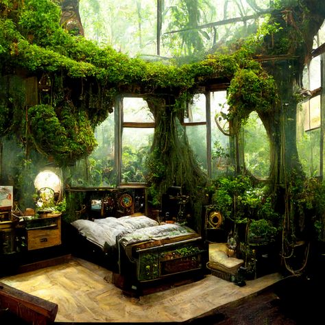 Elf Bedroom, Forest Bedroom Aesthetic, Bedroom Aesthetic Cozy, Fairytale Bedroom, Forest Bedroom, Beautiful Flower Garden, Witchy House, Fantasy Bedroom, Fantasy Rooms