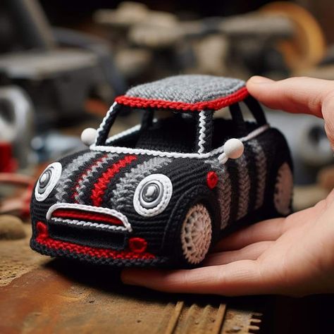 Crochet Cars, Mini Cooper Custom, Octopus Crochet Pattern, Toys Design, Knit Headband Pattern, Midlife Crisis, Crochet Car, Crochet Twist, Creative Crochet