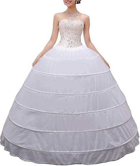 Women Crinoline Petticoat A-line 6 Hoop Skirt Slips Long Underskirt for Wedding Bridal Dress Ball Gown White at Amazon Women’s Clothing store Bridal Dresses Ball Gown, Ball Gown White, Hoop Petticoat, Wedding Bridal Dress, White Long Skirt, Dress Ball Gown, Hoop Skirt, Under Dress, Gown Wedding