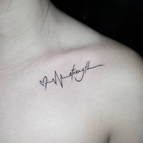 Lifeline Tattoos, Clavicle Tattoo, Heartbeat Tattoo, Bone Tattoos, Strength Tattoo, Writing Tattoos, Inspiration Tattoos, Disney Tattoo, Cat Tattoos