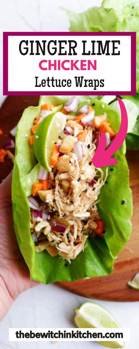 On the nights where you need a nutritious meal that takes little effort, you want these slow cooker Ginger Lime Chicken Lettuce Wraps in your recipe arsenal. I have included instructions for both the slow cooker and the Instant Pot. You’re going to love these healthy chicken lettuce wraps! If the slow cooker isn't for you, we've included an Instant Pot version of the recipe as well! Ginger Lime Chicken, Salat Wraps, Bibb Lettuce, Easy Lettuce Wraps, Asian Chicken Lettuce Wraps, Trendy Recipes, Chicken Lettuce Wraps Recipe, Easy Shredded Chicken, Pot Recipes Healthy