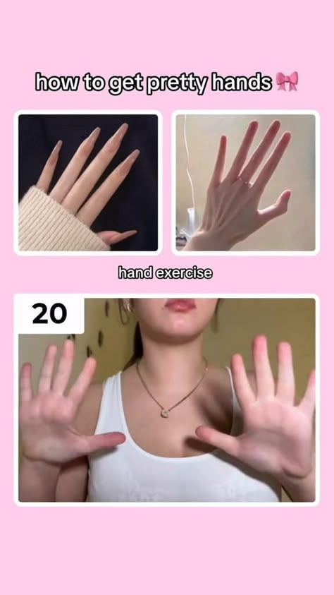 How To Get Long Lean Fingers, How To Get A Long Finger, Slim And Long Hands Exercise, How To Get Rid Of Wrinkly Hands, How To Get Princess Hands, How To Get Long Slim Fingers, Work Out For Hands, Finger Massage For Slim Fingers, How To Get Straight Fingers