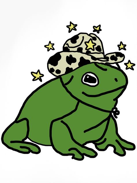 Cowboy Toad Tattoo, Frog Wearing Cowboy Hat Tattoo, Frog Door Decs, Frog Wearing Cowboy Hat, Tattoos Cowboy, Diy Travelers Notebook Inserts, Frog With Cowboy Hat, Ella Doodles, Drawing Cowboy