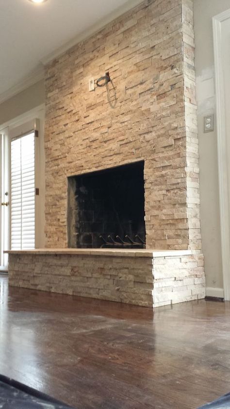 Current and/or Previous Work: Travertine Stacked Stone Design Camino, Stone Fireplace Designs, Stacked Stone Fireplaces, Fireplace Redo, Fireplace Update, Stone Fireplaces, Fireplace Hearth, Fire Places, Fireplace Remodel