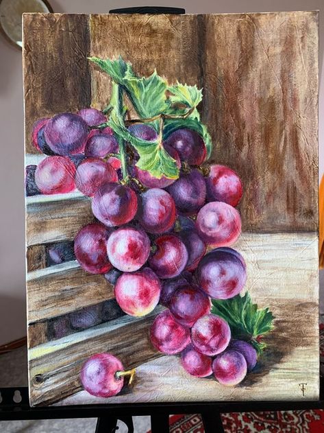 Grape Painting, Fruit Art Drawings, Botanical Flowers Print, Boho Art Drawings, Wine Painting, Flower Art Drawing, Landscape Art Painting, Art Painting Gallery, Painting Art Lesson