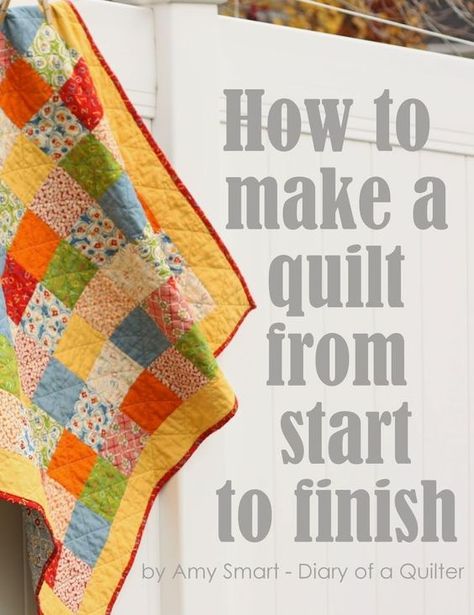 How to make a quilt from start to finish- series of 10 tutorials step by step Beginning Quilting, Quilting 101, Make A Quilt, Basic Quilt, Trendy Sewing, Quilt Binding, Patchwork Quilting, Diy Quilt, Quilting Supplies