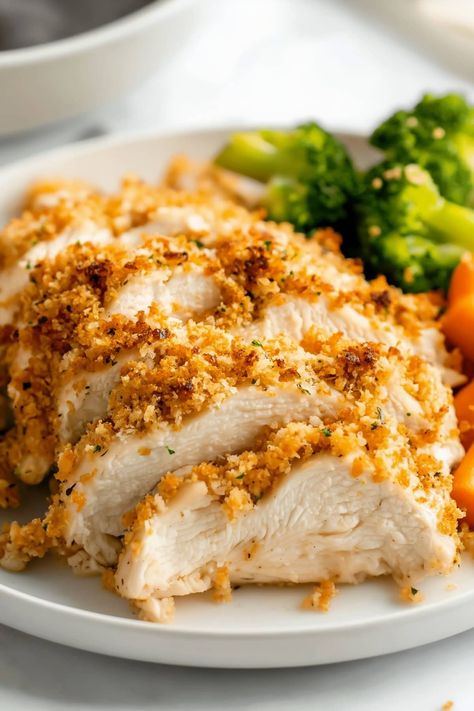 This baked ranch chicken is one of my favorite weeknight dinners! It's so full of flavor, and the crunchy crust is to die for. Baked Ranch Chicken, Chicken Mashed Potatoes, Ranch Chicken Casserole, Chicken Dumplings, Chicken Meals, Ranch Chicken, Creamy Mashed Potatoes, Boneless Chicken Breast, Chicken Recipes Casserole