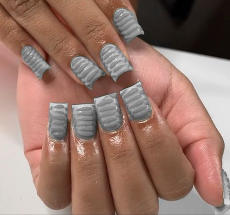 Gray Nails Ideas Short, Grey Nail Inspo Acrylic, Dark Grey Nails With Design, Grey Nail Designs Short, Gray Short Nails, Cute Gray Nails, Short Gray Nails, Grey And Black Nails, Heaven Nails