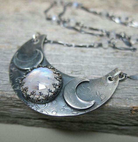 Moon Jewellery, Crescent Moon Jewelry, Horn Pendant Necklace, Pagan Jewelry, Witchy Jewelry, Moon Pendant Necklace, Swarovski Necklace, Moon Jewelry, Rhinestone Designs